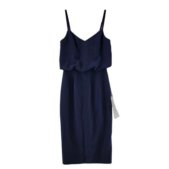 Dress The Population "Alondra Dress Midnight Blue" Midi Dress Size Medium NWT - Picture 7 of 13